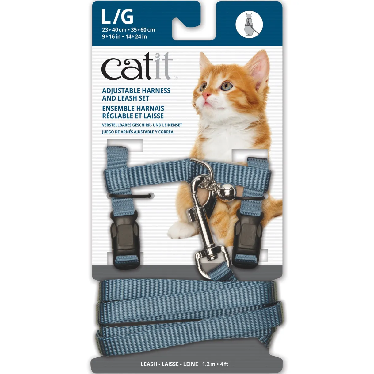 Adjustable Nylon Cat Harness & Leash Set Assorted Colours