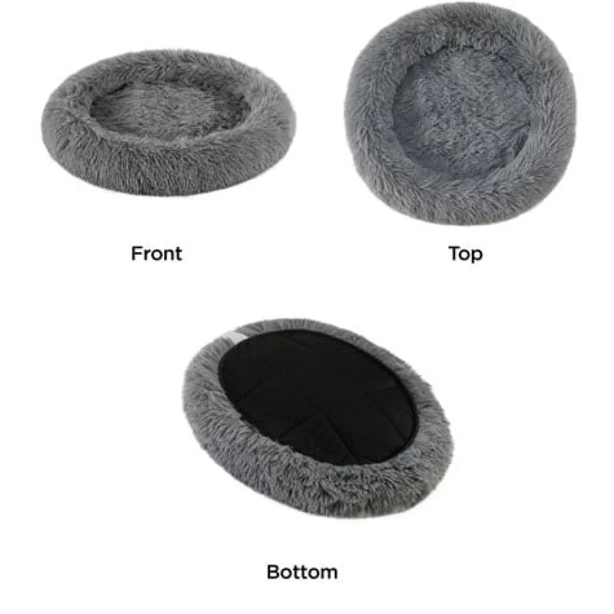 Best Friends by Sheri Oval Shag Faux Fur Cat Bed Grey 21"x19"