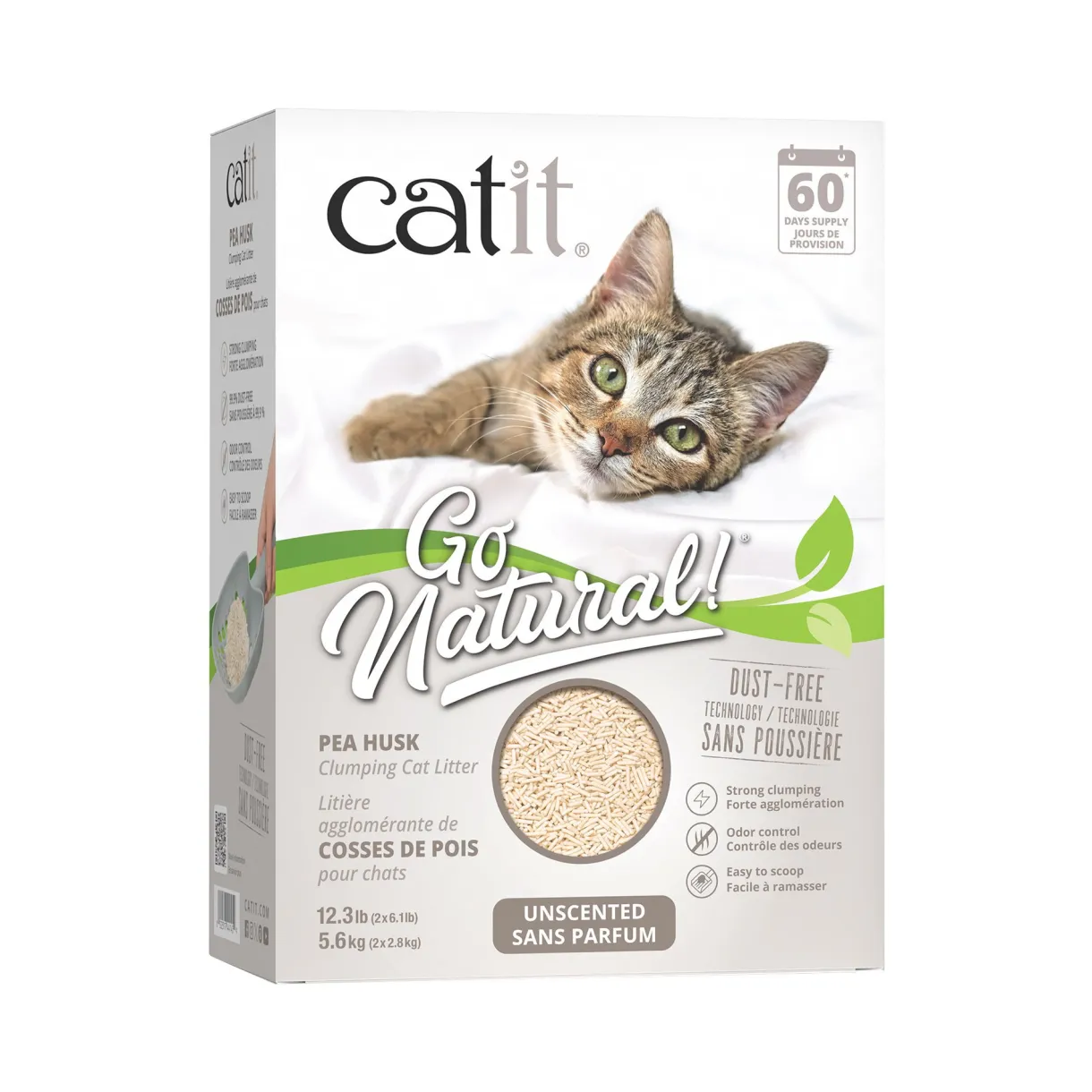 Go Natural! Pea Husk Clumping Cat Litter Unscented 5.6kg