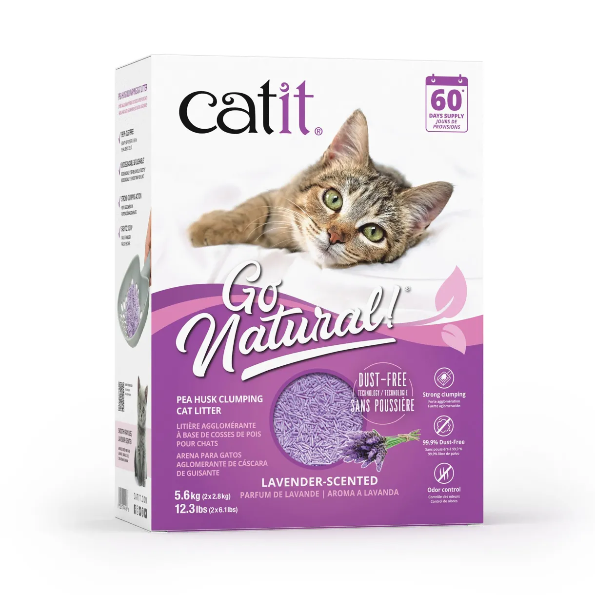 Go Natural! Pea Husk Clumping Cat Litter Lavender 5.6kg