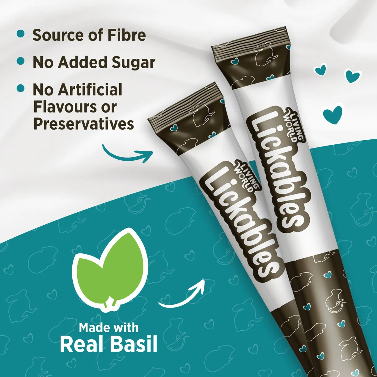 Living World Lickables Small Animal Treat Basil Flavour 5 Tubes