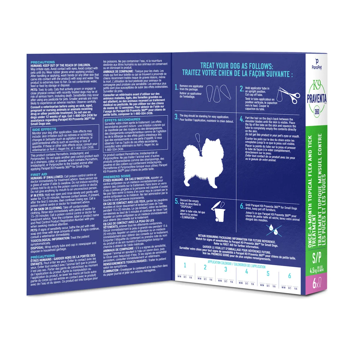 Praventa 360 Flea & Tick Treatment - Small Dogs up to 4.5kg - 6 Tubes