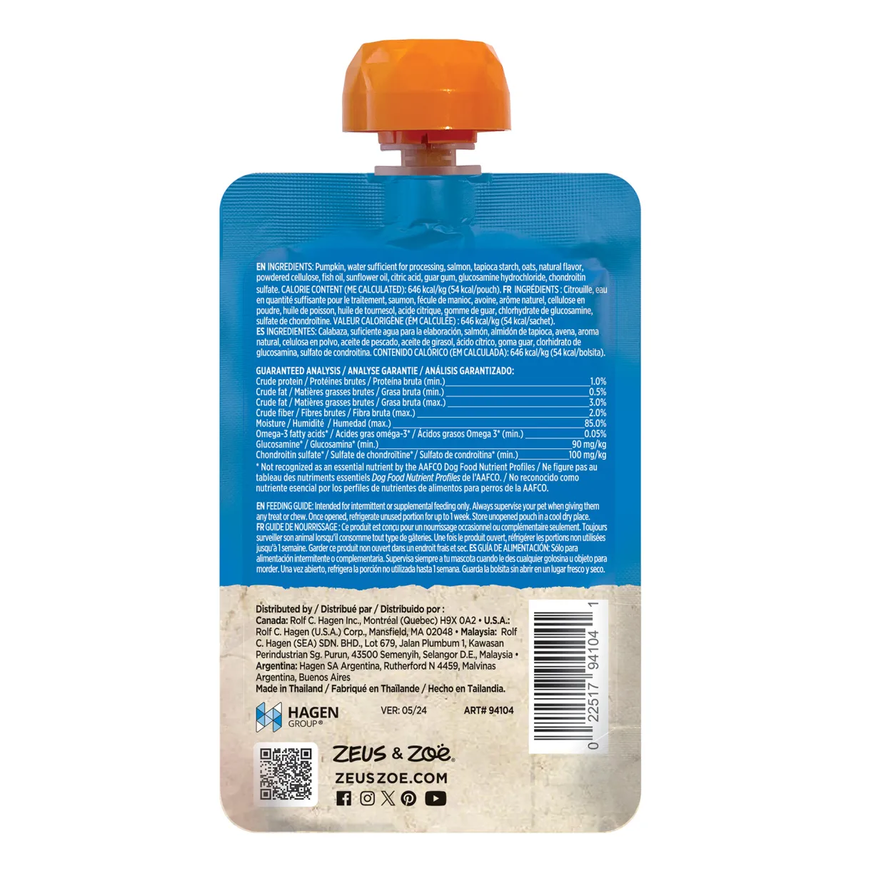 Zoe Licky Snack - Pumpkin & Salmon Recipe - 85g Pouch